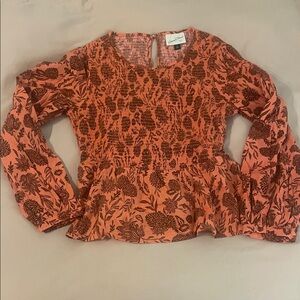 Universal Thread Orange and Brown Floral Blouse